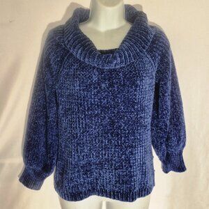 PINK ROSE Pretty Cowl Neck sweater, 2-tone Blue in size small